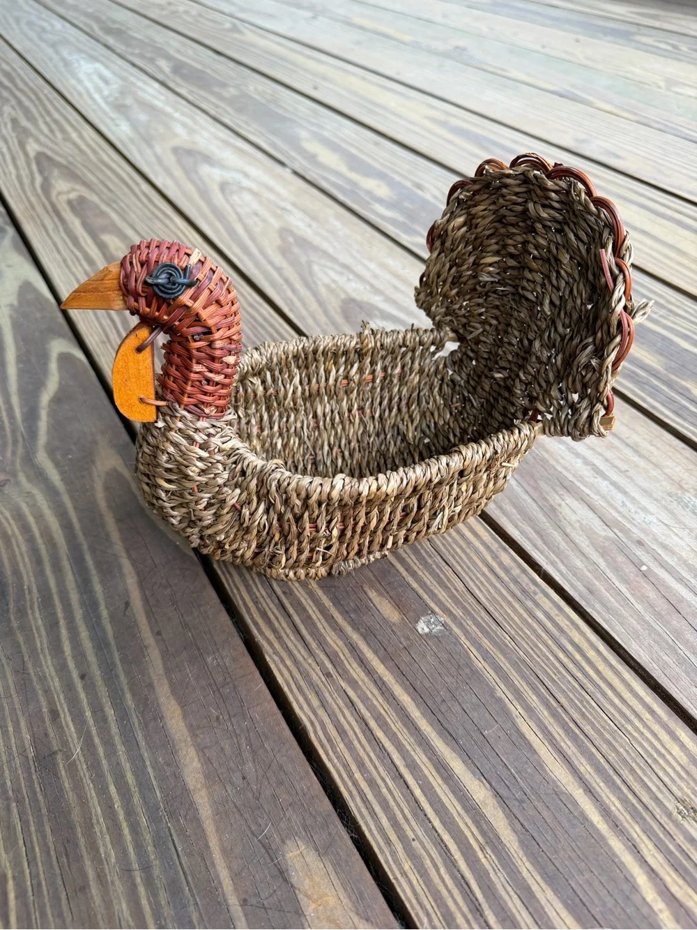 Set of 2 Vintage Wicker Rattan Turkey Baskets - Rustic Farmhouse Decor